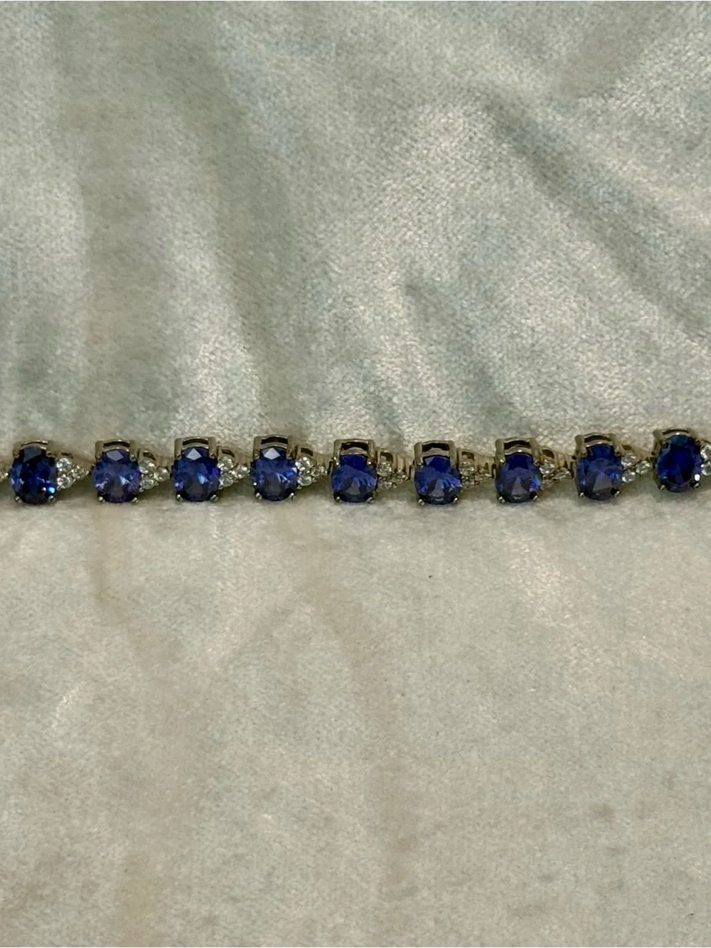🌸JTV16-Blue Lab Created Sapphire Rhodium Over Sterling Silver Tennis Bracelet💎🛍️